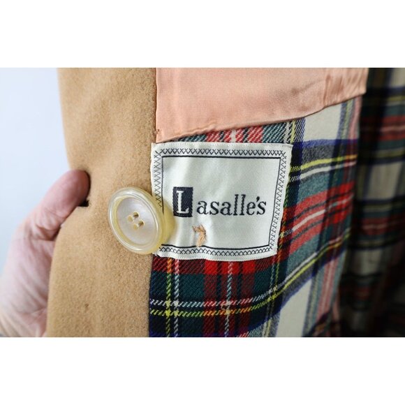 Vtg 40s Aquascutum Womens Large Distressed Wool Overcoat Jacket Beige England - Picture 16 of 16